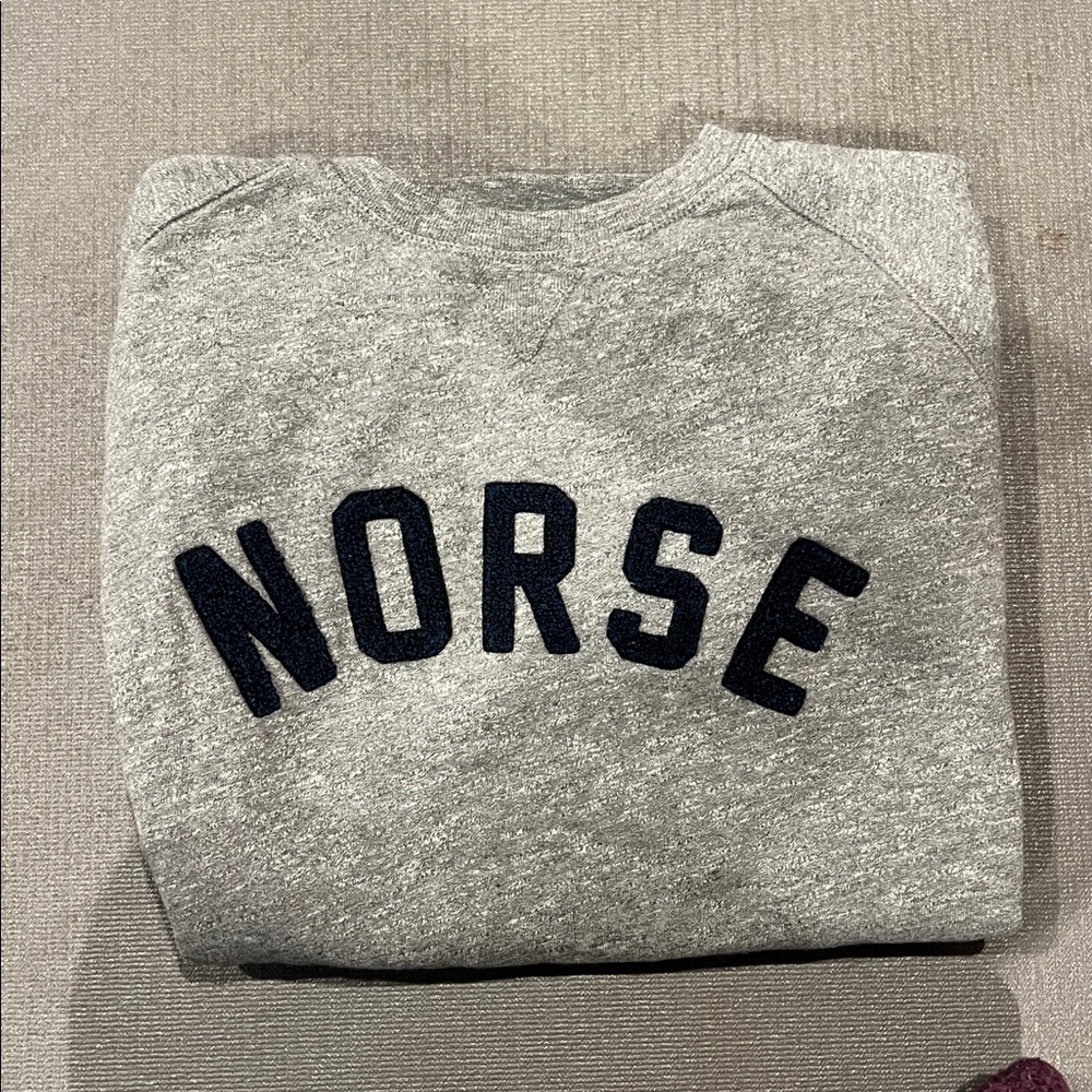 Norse Projects Gray Melange Ketel Logo Crewneck Sweatshirt Size Small